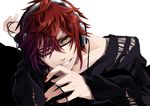  bad_id bad_pixiv_id glasses gradient_hair headphones kyou_zip male_focus multicolored_hair nail_polish original red_hair red_nails solo yellow_eyes 