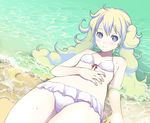  1girl bad_id bad_pixiv_id bikini blue_eyes cloud_hair katase_yuu long_hair lying multicolored_hair nia_teppelin on_back solo sweat swimsuit tengen_toppa_gurren_lagann water 