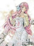  brush_(medium) color_ink_(medium) dress issun_boushi_(ilmtkimoti) just_be_friends_(vocaloid) long_hair making_of megurine_luka pink_eyes red_string solo string tears traditional_media very_long_hair vocaloid watercolor_pencil_(medium) white_dress 