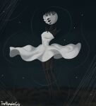 4_legs 6_eyes anthro arachnid arthropod black_body bottomwear clothed clothing clothing_lift dress dress_lift female hi_res hollow_knight:_silksong hollow_knight_(franchise) multi_eye silk silk_clothing skirt skirt_lift solo spider team_cherry the_nameless_guy weaver_(hollow_knight)