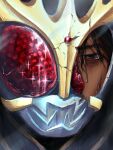  1boy akasada black_hair broken_helmet close-up cracked_helmet cracked_kawaii_mask crying crying_with_eyes_open godai_yuusuke highres kamen_rider kamen_rider_kuuga kamen_rider_kuuga_(series) kamen_rider_kuuga_(ultimate_form) male_focus portrait solo tears 