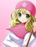  blonde_hair dragon_quest dragon_quest_ii green_eyes hood lowres maroppe princess_of_moonbrook staff 