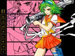  green_hair gumi gun seifuku vocaloid weapon 