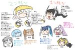  1boy 6+girls arceus blue_hair blush_stickers brown_hair character_profile chibi dialga fang fewer_digits giratina grey_hair head_only horns kasugai_(de-tteiu) mask mask_on_head messy_hair multicolored_hair multiple_girls palkia personification pink_hair pokemon pokemon_dppt regice regigigas regirock registeel white_hair 