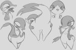 ambiguous_gender anthro big_butt butt fangs featureless_crotch generation_5_pokemon gesture hand_gesture hand_on_butt hands_together hi_res legs_together looking_at_viewer monobutt nintendo open_mouth owo pokemon pokemon_(species) presenting presenting_hindquarters raised_tail sketch_page snivy solo spread_butt spreading tail teeth thick_thighs tongue tongue_out v_sign varlastreak wide_hips