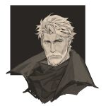  1boy akunaakun_(kunkun586586) beard coat cropped_shoulders facial_hair greyscale highres igor_(reverse:1999) looking_at_viewer male_focus mature_male monochrome neckerchief old old_man portrait reverse:1999 short_hair solo spot_color square 