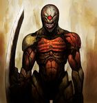  cyborg cyborg_ninja gray_fox horror_(theme) male_focus metal_gear_(series) metal_gear_solid ninja solo sword teeth tekkotsu_(tekkotz) weapon 