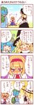  &gt;_&lt; 4koma alice_margatroid beamed_eighth_notes closed_eyes comic dei_shirou highres kawashiro_nitori kirisame_marisa multiple_girls musical_note shanghai_doll smile speech_bubble tears touhou translated yandere 