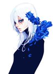  bad_id bad_pixiv_id blue_eyes blue_flower blue_rose casshern_sins dio_(casshern_sins) flower male_focus rose scar scar_across_eye solo white_hair zuwai_kani 