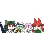  \m/ bangs braid highres kaenbyou_rin komeiji_koishi komeiji_satori masami_t multiple_girls reiuji_utsuho touhou 