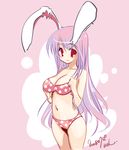  :3 animal_ears bikini blush bunny_ears long_hair mahan pink_hair red_eyes reisen_udongein_inaba smile solo swimsuit touhou 
