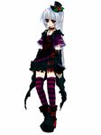  bad_id bad_pixiv_id boots fujiwara_no_mokou gothic_lolita hat lolita_fashion long_hair mini_hat mini_top_hat solo striped striped_legwear teiruzuta thighhighs top_hat touhou 