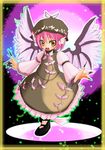  animal_ears bird_ears bird_wings border brown_dress brown_hat brown_nails dress eimin feathered_wings fingernails frilled_dress frills hat juliet_sleeves long_sleeves mary_janes mystia_lorelei nail_polish pink_hair puffy_sleeves sharp_fingernails shoes solo touhou winged_hat wings yellow_border yellow_eyes 