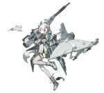  absurdres blue_eyes coat_of_arms frider gun heterochromia highres mecha_musume missile original personification rifle saab_gripen_(personification) talons thighhighs tre_kronor vehicle_and_personification war_thunder weapon white_hair white_thighhighs yellow_eyes 