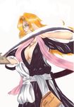  bad_id bad_pixiv_id bleach blonde_hair blue_eyes breasts cleavage highres jewelry large_breasts long_hair matsumoto_rangiku necklace solo sword tennen_ahoke weapon 