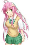  ahoge big_wednesday green_eyes lala_satalin_deviluke peke pink_hair school_uniform solo to_love-ru 