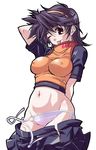  ;p breasts copyright_request covered_nipples hairband large_breasts one_eye_closed panties purple_hair rakko_(r2) red_eyes short_hair side-tie_panties solo tongue tongue_out underwear wardrobe_malfunction 