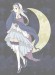  bad_id bad_pixiv_id cape dress fuku_imo gensou_suikoden gensou_suikoden_ii moon red_eyes sierra_mikain silver_hair solo thighhighs vampire white_hair 
