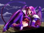  corrector_yui dark_persona demon_wings fuzuki_hajime kisaragi_haruna midriff pink_hair purple_eyes solo thighhighs wings zettai_ryouiki 