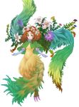  bad_id bad_pixiv_id bird brown_hair calla_lily capelet elbow_gloves elle_(lom) feathered_wings feathers flower fuku_imo gloves green_eyes hair_flower hair_ornament harpy legend_of_mana lily_(flower) monster_girl seiken_densetsu wings 