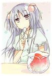  clannad furui_suguri hair_bobbles hair_ornament ichinose_kotomi lowres shaved_ice solo spoon two_side_up 