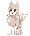  all_fours animal_ears bad_id bad_pixiv_id collar copyright_request long_hair lowres monochrome open_mouth pet_play simple_background smile solo tail tail_wagging wakabayashi_toshiya white_background 
