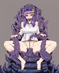  1girl ball_gag bare_shoulders bdsm blush bondage bound bound_arms bound_legs breasts chair cum female gag ishimura_(ishimura-ya) large_breasts miso_(misosiruoisi) monster patchouli_knowledge penetration purple_eyes purple_hair pussy rape restrained sex slime spread_legs sweat swimsuit tentacle tentacle_gag touhou vaginal wedgie white_swimsuit 