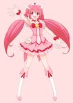  bad_id bad_pixiv_id blush boots bow choker cure_happy cure_happy_pose hoshizora_miyuki long_hair looking_at_viewer magical_girl open_mouth pink pink_background pink_bow pink_eyes pink_hair pink_skirt precure red_choker simple_background skirt smile smile_precure! solo twintails very_long_hair wakabayashi_toshiya 