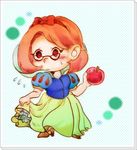  1girl apple artist_request blush brittany brittany_(pikmin) cosplay food fruit glasses headband lowres orange_hair pikmin pikmin_3 snow_white snow_white_(cosplay) solo 