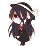  anetai_toyone bad_id bad_pixiv_id blazer chibi hat jacket long_hair miyamori_school_uniform pantyhose rapop red_eyes saki solo v 