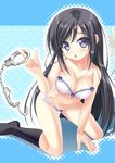  aragaki_ayase black_hair black_legwear blue_eyes bra cuffs handcuffs kneehighs long_hair noritama_(gozen) ore_no_imouto_ga_konna_ni_kawaii_wake_ga_nai panties socks underwear underwear_only 