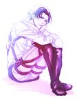  bad_id bad_pixiv_id bandana black_hair boots lammmbda levi_(shingeki_no_kyojin) male_focus scarf shingeki_no_kyojin sitting solo thigh_strap 