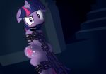  angry ball_gag bdsm blush bondage bound chain equine female first_person_view friendship_is_magic gag horn horn_ring magic_inhibitor mammal my_little_pony radiantrealm ring solo stairs twilight_sparkle_(mlp) unicorn wide_hips 
