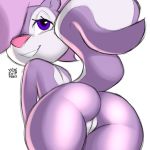  2017 anthro bent_over butt female fifi_la_fume fluffy fluffy_tail fur hair hair_over_eye looking_at_viewer looking_back mammal mephitid multicolored_fur nude presenting purple_eyes purple_fur purple_hair pussy rear_view simple_background skunk smile solo tiny_toon_adventures two_tone_fur warner_brothers white_background white_fur xylas 