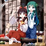  hakurei_reimu kochiya_sanae miko touhou tsurukou 