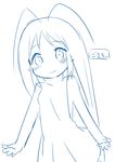  blush character_name gokicha gokicha_(character) highres long_hair monochrome muku_(muku-coffee) simple_background smile solo white_background 