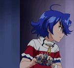  1boy animated animated_gif b-daman blue_hair character_request cross_fight_b-daman lowres male_only ryuugasaki_kakeru solo 