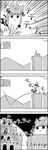  ?_block animal_ears bow braid castle cat_ears cat_tail comic ghost greyscale hair_bow highres kaenbyou_rin mario_(series) monochrome multiple_tails no_humans piranha_plant running silent_comic smile super_mario_bros. super_mushroom tail tani_takeshi touhou translated twin_braids yukkuri_shiteitte_ne 