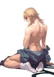  back blonde_hair blue_eyes from_behind johnny_joestar jojo_no_kimyou_na_bouken male_focus shirtless sitting solo steel_ball_run tabi zishanjiang 