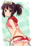  bad_id bad_pixiv_id blush facial_tattoo flat_chest hip_vent io kunihiro_hajime no_bra no_panties ponytail revealing_clothes ribbon saki smile solo tattoo 