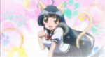  1girl ahoge blue_hair brown_eyes cat_ears cat_smile cat_tail catgirl nankyoku_sakura penguin_musume screencap 