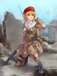  antennae beret blonde_hair british caterpillar_tracks city england explosive grenade gun hat highres military military_uniform military_vehicle original pouch radio radio_antenna ruins short_hair smoke soldier sten_gun submachine_gun tomw uniform vehicle_request war weapon world_war_ii 