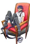  1boy ao_no_exorcist bdsm blindfold bondage boots bound chair gag gagged male male_focus okumura_rin pointy_ears short_hair sitting solo tail 