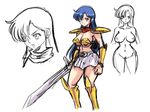  armor blue_hair breasts character_request large_breasts nipples patsuki source_request sword weapon 