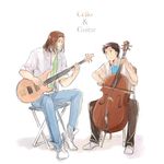  2boys aoba_shigeru cello guitar ikari_shinji instrument multiple_boys neon_genesis_evangelion 