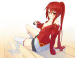  drunk elesis elesis_(elsword) elesis_sieghart elsword long_hair off_shoulder red_eye red_eyes red_hair 