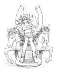  feathers genderswap genderswap_(mtf) goimago graphite_(medium) greyscale horse horseshoe johnny_joestar jojo_no_kimyou_na_bouken monochrome sitting steel_ball_run traditional_media 