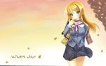  ayase_hazuki blonde_hair blue_eyes kousaka_kirino leaves long_hair ore_no_imouto_ga_konna_ni_kawaii_wake_ga_nai scarf seifuku vector watermark 