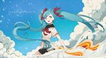  aqua_eyes aqua_hair cloud copyright_name day ddobab0205 floating_hair hair_ornament hairclip hatsune_miku long_hair open_mouth sekiranun_graffiti_(vocaloid) shorts sky solo twintails very_long_hair vocaloid 