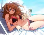  beach bikini blue_eyes breasts brown_hair cloud day frilled_bikini frills green_hair hair_ribbon houjou_hibiki kazuma_muramasa long_hair lying medium_breasts minamino_kanade multiple_girls navel outdoors precure ribbon shade side-tie_bikini sky smile suite_precure swimsuit two_side_up |_| 